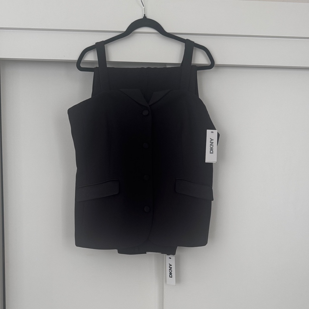 DKNY Black Buttoned Vest & High Rise Pants